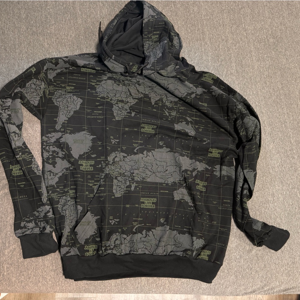 ALF global map sweatshirt / hooded tshirt size large
